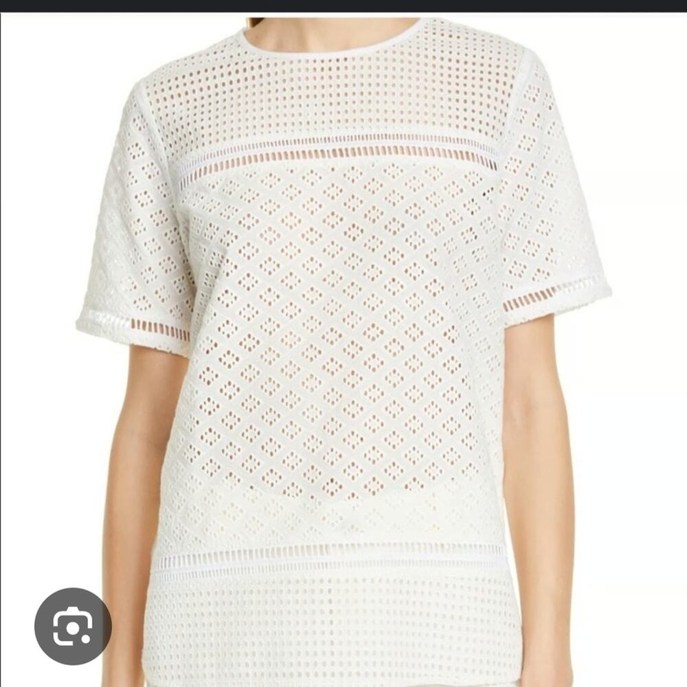 CLUB MONACO TOP WOMEN XS WHITE EYELET - NWT
